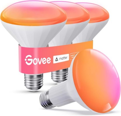 Picture of Govee BR30 Smart Light Bulbs 850 LM, RGBWW E26 Base 4 Pack | LED Light Bulb Works with Matter, Alexa, Flood Light Bulbs, Recessed Can Light Bulb for Bedroom, Living Room