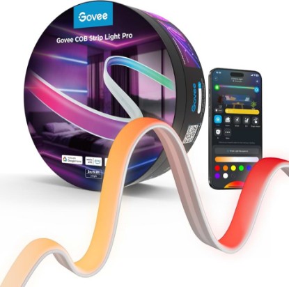 Picture of Govee 9.8ft COB LED Strip Light Pro, RGBICW Light with Warm White, WiFi | Work with Alexa, Google Assistant and Matter, Smart Strip Lights, LED Lights for Bedroom, Color Changing