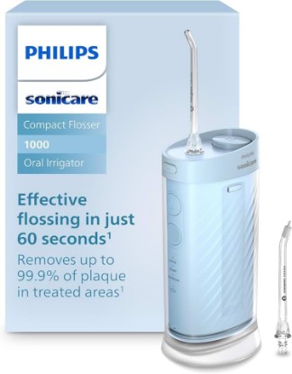 Picture of Philips Sonicare Compact Flosser 1000, Portable Water Flosser with 3 Flossing Modes, IPX7 Waterproof Oral Irrigator, Travel Friendly, Blue, Model HX3333/24