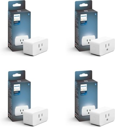 Picture of Philips Hue Smart Plug, 4-Pack , White | Turns Any Light into a Smart Light, Use with Hue App, Compatible with Alexa, Google Assistant, and Apple HomeKit