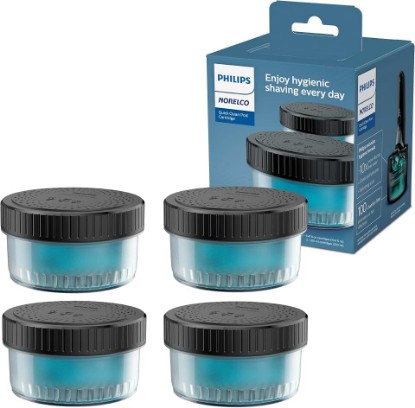 Picture of Philips Norelco Quick Clean Pod Cartridge, 4-Pack | Alcohol-Free Formula, Cleans & Lubricates Shaver, 4 x 30 cleaning cycles, BD9010AZ
