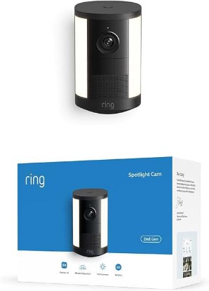 Picture of Ring Spotlight Cam, Battery (newest model), Home or business security, Wide-Angle Retinal 2K Video, 6x Enhanced Zoom, Motion-Activated Spotlights, Black