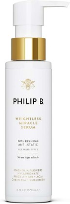 Picture of PHILIP B Weightless Miracle Serum, Leave-In Conditioner 4 Fl Oz (120 mL) | Conditions Dry, Damaged Strands with Hyaluronic Acid, Smooth Frizz, and Prevent Damage