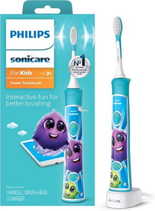 Picture of Philips Sonicare for Kids 3+ Bluetooth Connected Rechargeable Electric Power Toothbrush, Interactive for Better Brushing, Turquoise, HX6321/02 | 2 Intensities, App Connected, 2-Minute Guided Timer, Includes Brush Head, Turquoise, HX6321/02