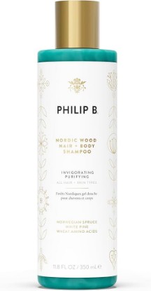 Picture of PHILIP B Nordic Wood Hair + Body Shampoo, 11.8 fl. oz. (350 ml) | Luxuriously Lathers, Conditions, Feels Cool & Invigorated, With Notes of Norwegian Spruce, White Pine & Camphor