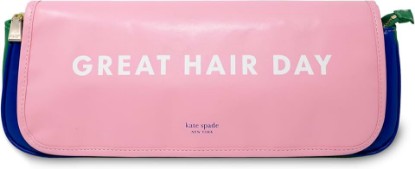 Picture of kate spade new york Hair Tool Organizer Bag, Great Hair Day | Leatherette Travel Bag for Hair Dryer, Curler, Straightener, or Air Styler with Built in Heat Resistant Mat
