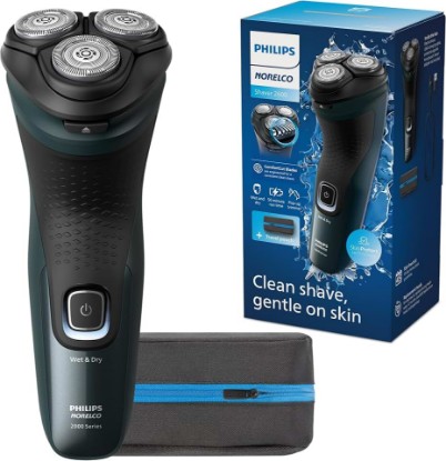 Picture of Philips Norelco 2600 Electric Shaver, Dark Forest Green | 27 Self Sharpening ComfortCut Blades, 4D Flex Heads, Wet or Dry Use, 2-Year Blade Life, Travel Pouch, X3052/91 GreenCircle Certified: Certified Environmental Facts Label