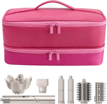 Picture of Travel Carrying Case for Hair Dryer for Shark Flexstyle Double-Layer Hair Accessories Tools Storage Bag for Revlon Hairdryer Styler Organizer (P-Pink)