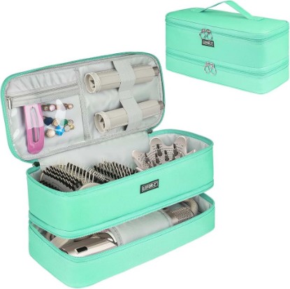Picture of LEFOR·Z Travel Carrying Case Bag Fits Shark Glam/Shark Flexstyle/FlexFusion | Portable Hair Dryer Case,2-Layer Hot Tools Storage Bag Fits for Dyson Airwrap Styler/Supersonic,Gift for Women,Mint Green