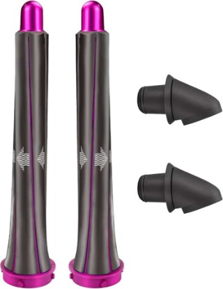 Picture of 2 Pieces 20mm/0.78 Inch Long Hair Curling Barrels for Dyson Airwrap Styler | Attachment with 2 Adapter for Dyson HD01 HD02 HD03 HD04 HD07 HD08 HD15 HD16, Converting Hair Dryer To Curling Iron