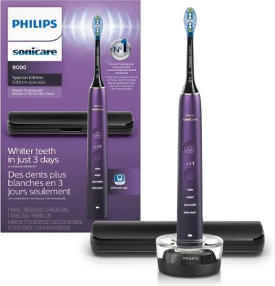Picture of Philips Sonicare DiamondClean 9000 Electric Toothbrush, Amethyst | 1000% More Plaque Removal¹, Visual Pressure Sensor, 12 Brush Settings, 14-Day Battery, App Connected, Travel Case, HX9911/91 GreenCircle Certified: Certified Environmental Facts Label