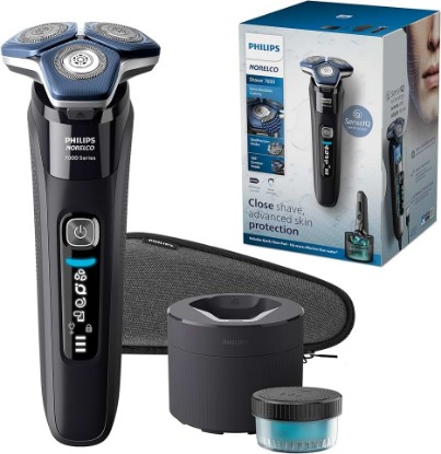 Picture of Philips Norelco 7600 Electric Shaver, Black | 45 SteelPrecision Blades, SenseIQ Technology, Nano SkinGlide coating, 360° Flexible Heads, Quick Clean Pod, S7886/84 GreenCircle Certified: Certified Environmental Facts Label