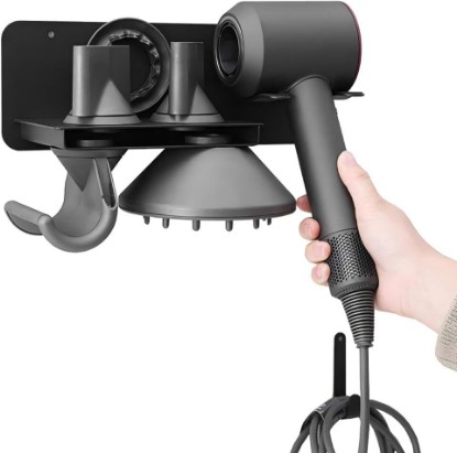 Picture of Hair Dryer Wall Mount Holder Compatible with Dyson Supersonic,Hair Styler Nozzle Attachments Organizer Storage Bracket for Bathroom