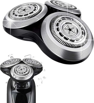 Picture of SH90 Replacement Rotary Heads for Philips Norelco Shavers Series 9000, New Version of Metal Wheel Buckle and Upgrade Double-Layer Precision Blades