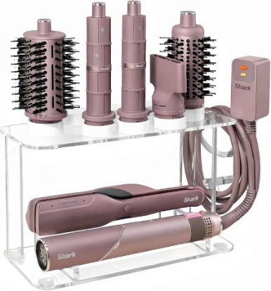 Picture of Dyson Airwrap Holder, Dyson Airwrap Wall Mount Clear Acrylic Organizer, Shark Hair Dryer Holder Stand with 8 Slots Cord Hook, Heat-Resistant Storage for Bathroom/Vanity UEMUSI