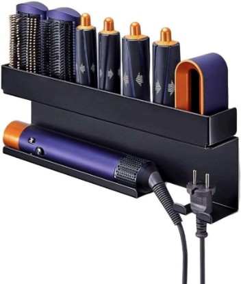 Picture of Hair Dryer Curling Iron Storage Holder Compatible with Dyson Airwrap,Bathroom Wall Mount For Smoothing Brush,Hair Barrel and Pre-Styling Dryer Nozzle Attachments Organizer