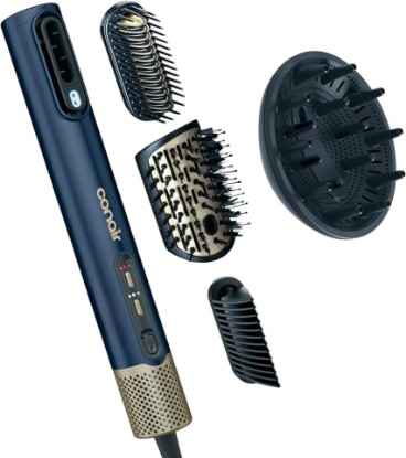 Picture of Conair DigitalAire Air Styling System, 4-in-1, Ionic Technology, Dark Blue | Multi-styler tool with 4 attachments, straightener, diffuser, volumizing brush, detangler, maximum temperature of 255°F