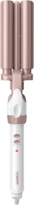 Picture of Conair Curling Iron & Waver Hair Tool, Triple Barrel, White/Rose Gold | Double Ceramic Conair curling iron with 5/8" outer barrels, a 1/2" inner barrel, 30 heat settings, and auto-off function