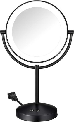 Picture of Conair Lighted Makeup Mirror, Double-Sided LED Vanity Mirror with 1X/10X Magnification, 3 Light Settings, 3 Modes, 360° Rotation, Matte Black Finish