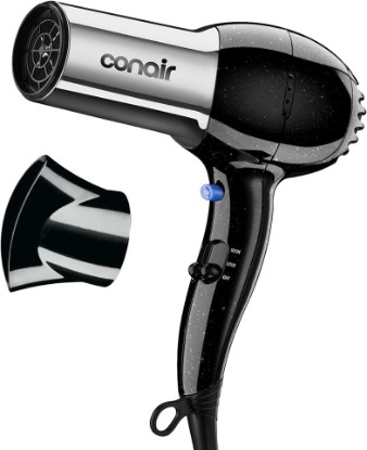 Picture of Conair Ionic Hair Dryer with Concentrator Attachment, 1875W, Full Size | Fast-drying blow dryer with various heat and speed settings and a lightweight design for effortless everyday styling