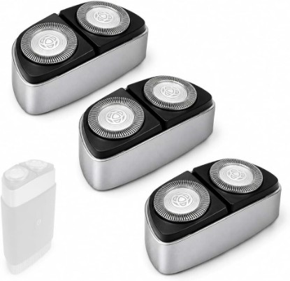 Picture of 3-Pack Replacement Shaver Heads Compatible with Philips Norelco PQ888/81 | Complete Head Unit, Retaining Frame Included, Stainless Steel Blades