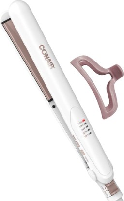 Picture of Conair Hair Straightener, Double Ceramic, 1" Extra-Long Plates | Double ceramic hair straightener for all hair types with 5 heat settings to 410°F, 30-second heat up & a claw clip