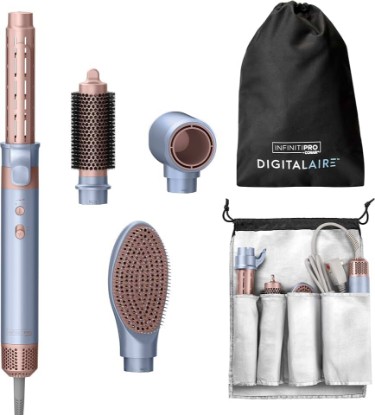 Picture of INFINITIPRO by CONAIR DigitalAIRE Multi Hair Styler, Air Styling System for Curls, Waves, Blowouts & Volume, 4 Attachments to Personalize Your Look Plus Storage Bag, Light Blue
