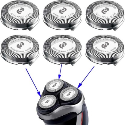 Picture of HQ8 Replacement Heads for Philips Norelco PT720 AT880, 6 PCS/Pack | Compatible with philips norelco aquatec, HQ8 razor blades, New upgrade