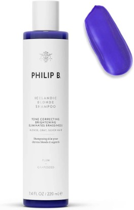 Picture of PHILIP B Icelandic Blonde Shampoo, 7.4 fl. oz. (220 ml) - Tone Correcting, Brightening, Eliminates Brassiness, For Blonde, Gray or Silver Hair | Delivers Bright and Shiny, Cool-Toned Hair