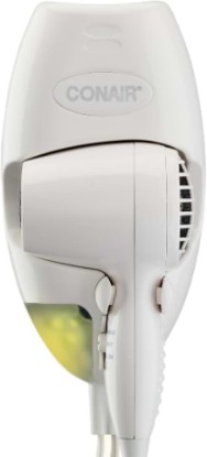 Picture of Conair Wall Mount Hair Dryer, Built-In LED Night Light, 1600W, White | Space-saving electric blow dryer for fine, medium, and thick hair with customizable speed/heat controls and 6-foot cord