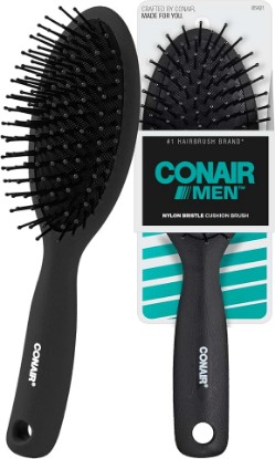 Picture of Conair Men Hair Brush, Men’s Detangler Brush for Everyday Brushing and All Hair Types, Flexible Cushion Base with Ball-Tipped Bristles Won’t Snag or Pull, Black