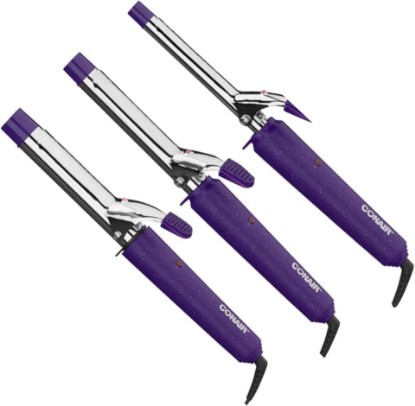 Picture of Conair Supreme Curling Iron Combo Set 3-Pack with 1/2 in, 3/4 in, and 1 in Barrels, Featuring 10 Heat Settings, Cool Tip Safety, and Tangle-Free Swivel Cord for Hair Styling, Purple, CB433W2N