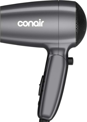 Picture of Conair 1875 Watt Travel Hair Dryer | Dual Voltage Folding Handle Travel Hair Dryer for All Hair Types, Gray, 124AMZL