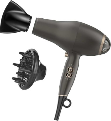 Picture of INFINITI PRO CONAIR FloMotion Pro Hair Dryer, Personalize Your Drying Experience with Adjustable Airflow and 6 Heat/Speed Settings, Blow Dryer with Diffuser and Concentrator Attachments, Black