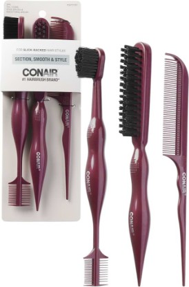 Picture of Conair Slick Back Tail Comb Set, 3-Pack with Fine Tooth Tail Comb, Edge Brush, and Smoothing Brush for Teasing, Parting, and Smoothing Sleek Hair Styles, Control Hair Flyaways