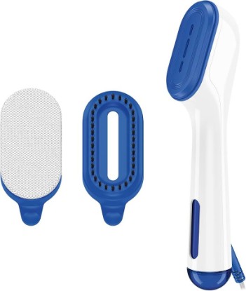 Picture of Conair Clothes Steamer, 2-in-1 Travel Steamer & Iron, Anti-Drip, White/Blue | Portable handheld garment steamer for clothes w/ iron, quickly removes wrinkles, dual voltage 120-240V & heats in 75 seconds