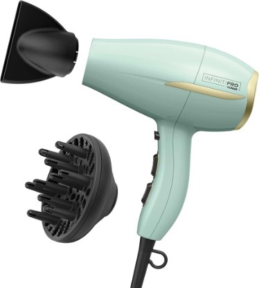 Picture of INFINITIPRO by CONAIR Heat Protect Hair Dryer with Diffuser | Blow Dryer with Advanced Heat Protection Helps Minimize Overdried Hair