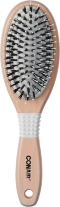 Picture of Conair Ceramic Wood Nylon & Boar Bristle Cushion Hair Brush, hairbrush for women, reduce frizz and add shine, natural wood handle, for all hair types