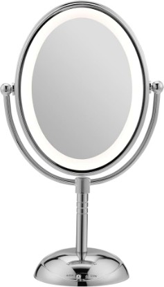Picture of Conair Lighted Makeup Mirror, LED Vanity Mirror, 1X/7X Magnifying Mirror, Double Sided, Battery Operated in Polished Chrome