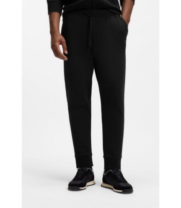 Stretch-cotton track pants with logo print