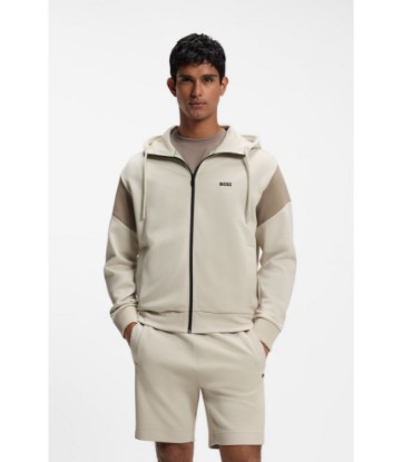 Regular-fit zip-up sweatshirt in spacer pique