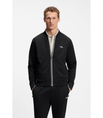 Triangle-jacquard zip-up sweatshirt with rubberized logo