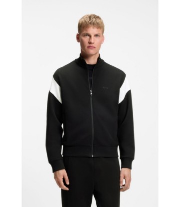 Zippered cotton-blend sweatshirt with contrast inserts