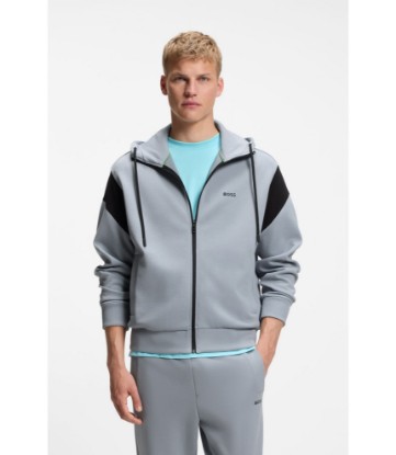 Regular-fit zip-up sweatshirt in spacer pique