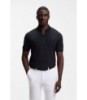 Framed-zip polo shirt in waffle jacquard