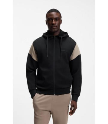Regular-fit zip-up sweatshirt in spacer pique