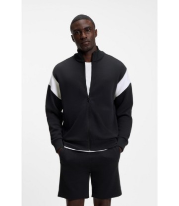 Zippered cotton-blend sweatshirt with contrast inserts