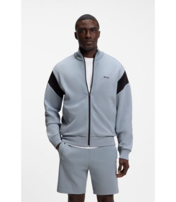 Zippered cotton-blend sweatshirt with contrast inserts