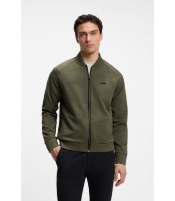 Triangle-jacquard zip-up sweatshirt with rubberized logo