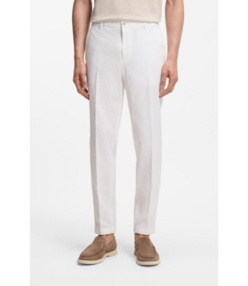 Tapered-fit trousers in stretch-cotton seersucker